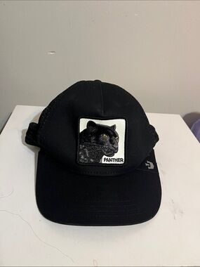 Goorin Bros Panther Mesh Trucker Hat  The Farm Adj Snapback Black Euc